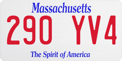 MA license plate 290YV4