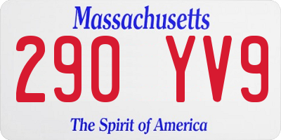 MA license plate 290YV9