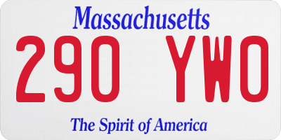 MA license plate 290YW0