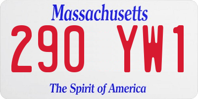 MA license plate 290YW1