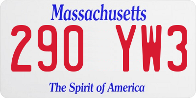 MA license plate 290YW3