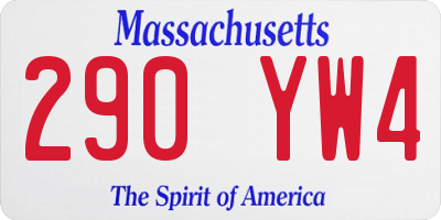 MA license plate 290YW4