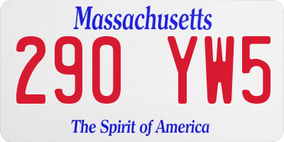 MA license plate 290YW5