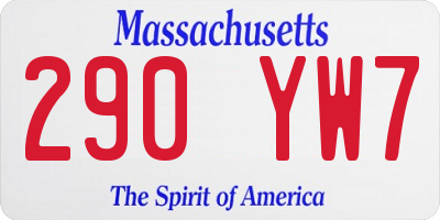 MA license plate 290YW7