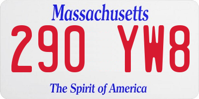 MA license plate 290YW8