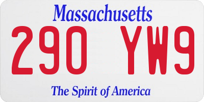 MA license plate 290YW9