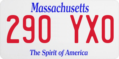 MA license plate 290YX0