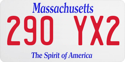 MA license plate 290YX2