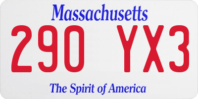 MA license plate 290YX3