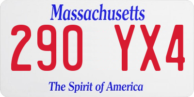 MA license plate 290YX4