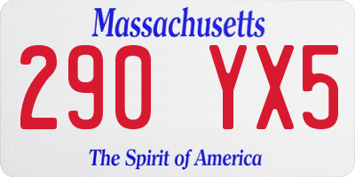 MA license plate 290YX5