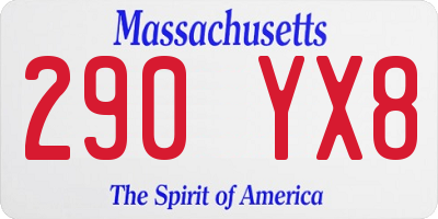MA license plate 290YX8
