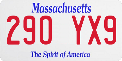 MA license plate 290YX9