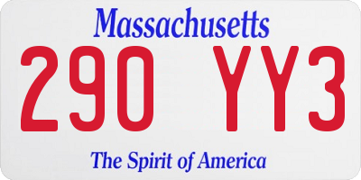 MA license plate 290YY3