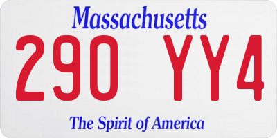 MA license plate 290YY4