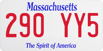 MA license plate 290YY5