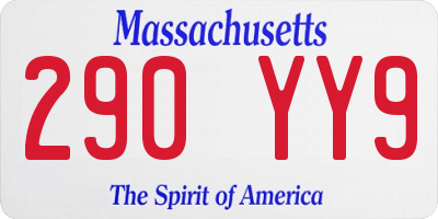 MA license plate 290YY9