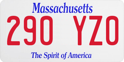 MA license plate 290YZ0