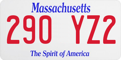 MA license plate 290YZ2