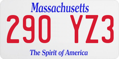 MA license plate 290YZ3