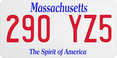 MA license plate 290YZ5