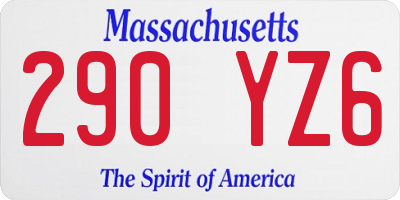 MA license plate 290YZ6