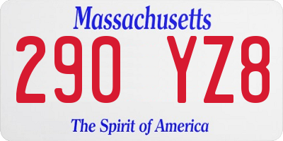 MA license plate 290YZ8