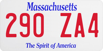 MA license plate 290ZA4