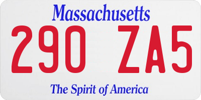 MA license plate 290ZA5