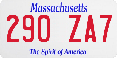 MA license plate 290ZA7
