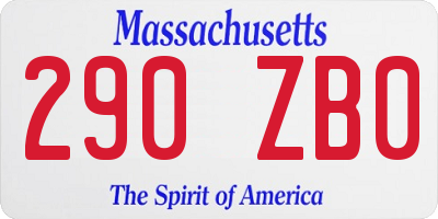 MA license plate 290ZB0