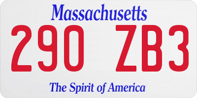 MA license plate 290ZB3