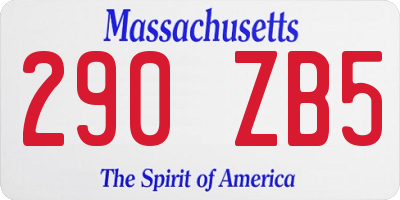 MA license plate 290ZB5