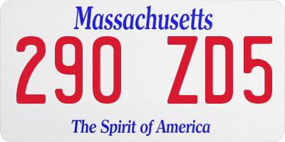 MA license plate 290ZD5