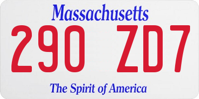 MA license plate 290ZD7