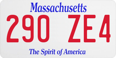 MA license plate 290ZE4