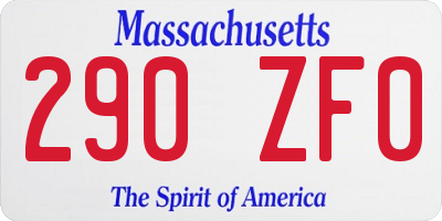 MA license plate 290ZF0