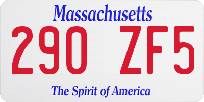 MA license plate 290ZF5