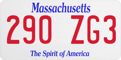 MA license plate 290ZG3