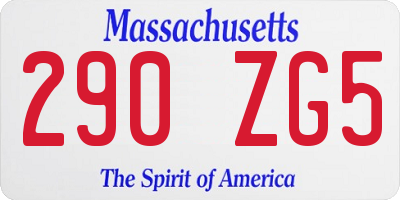 MA license plate 290ZG5