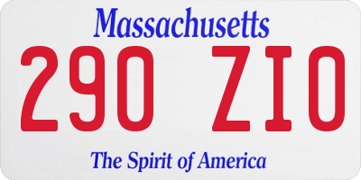 MA license plate 290ZI0
