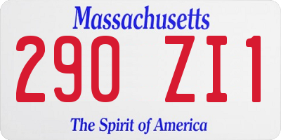 MA license plate 290ZI1