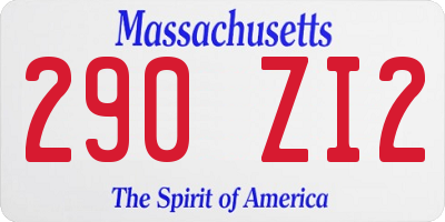 MA license plate 290ZI2