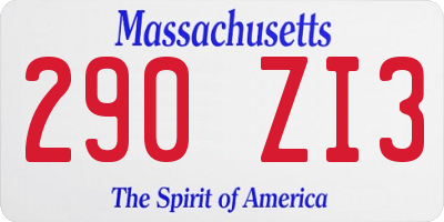 MA license plate 290ZI3