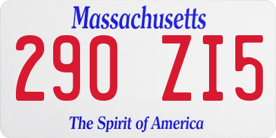 MA license plate 290ZI5