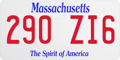 MA license plate 290ZI6