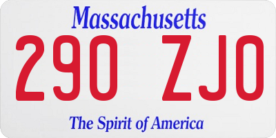 MA license plate 290ZJ0