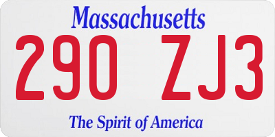 MA license plate 290ZJ3