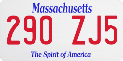 MA license plate 290ZJ5