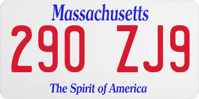 MA license plate 290ZJ9